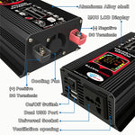 Inverter di alimentazione per auto Tang III generazione da 12V a 220V 6000W con display LCD e doppia USB, 12V to 220V