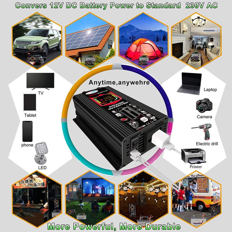 Inverter di alimentazione per auto Tang III generazione da 12V a 110V 6000W con display LCD e doppia USB, 12V to 110V