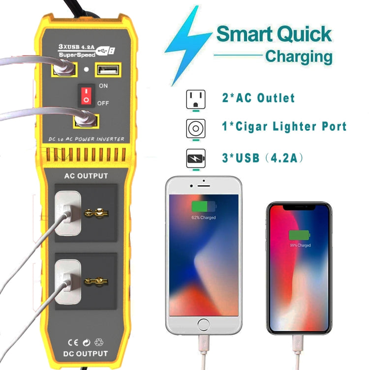 Convertitore di potenza per auto da 12 V a 220 V 300 W con tre USB, 12V to 220V