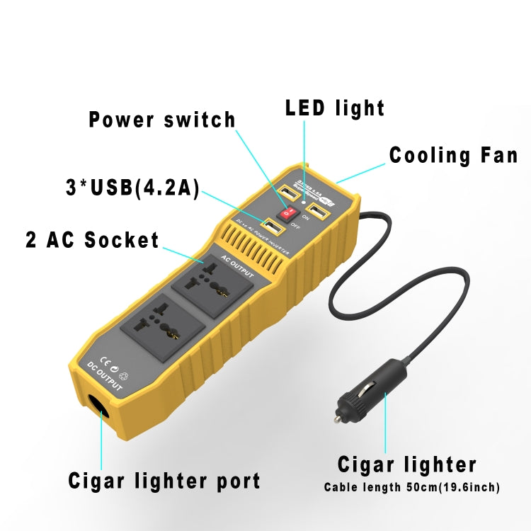 Convertitore di potenza per auto da 12 V a 220 V 300 W con tre USB, 12V to 220V