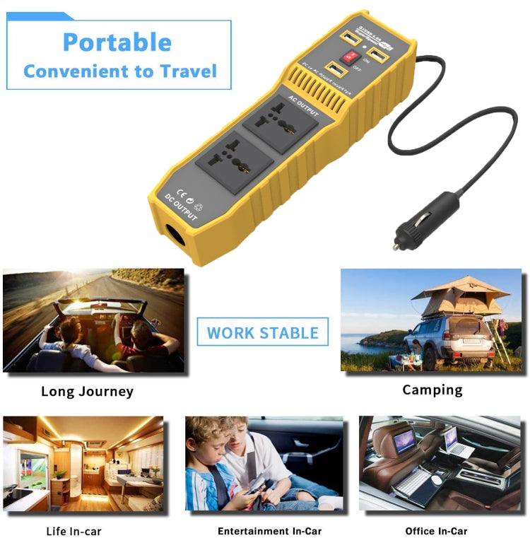 Convertitore di potenza per auto da 12 V a 220 V 300 W con tre USB, 12V to 220V