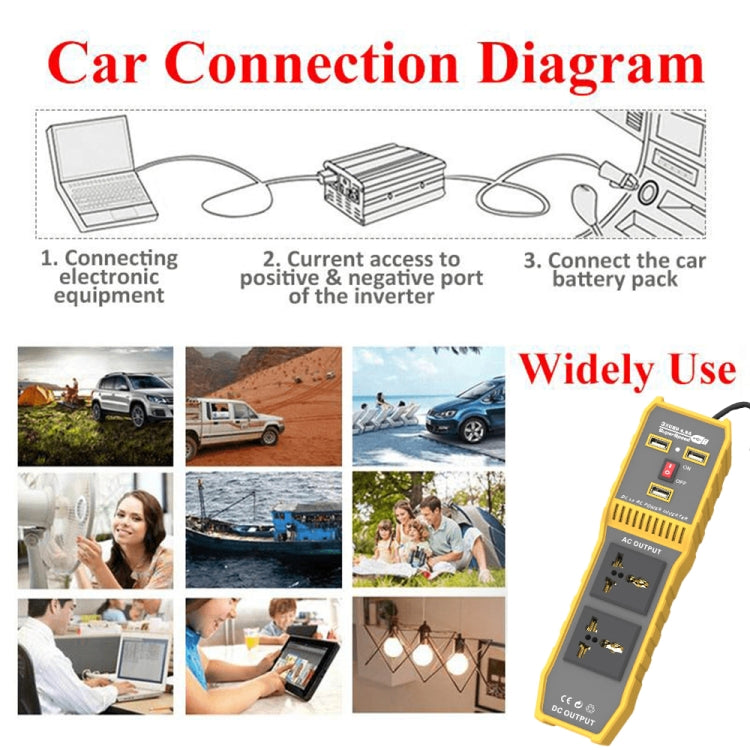 Convertitore di potenza per auto da 12 V a 220 V 300 W con tre USB, 12V to 220V