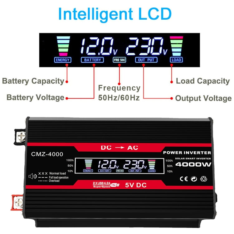 Inverter di alimentazione per auto Zhizun da 12V a 220V 4000W, 12V to 220V