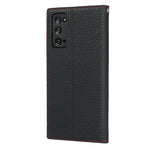 Custodia in pelle di vacchetta con strato superiore ribaltabile orizzontale con trama litchi con supporto e slot per carte e portafoglio e cinturino e avvolgitore, For Samsung Galaxy S20 FE