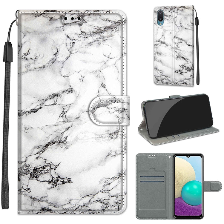 Custodia in pelle PU a vibrazione orizzontale con chiusura magnetica a disegno colorato di tensione con supporto e slot per schede, For Samsung Galaxy A02 / M02