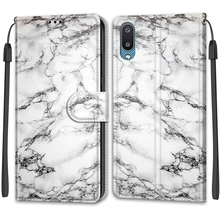 Custodia in pelle PU a vibrazione orizzontale con chiusura magnetica a disegno colorato di tensione con supporto e slot per schede, For Samsung Galaxy A02 / M02