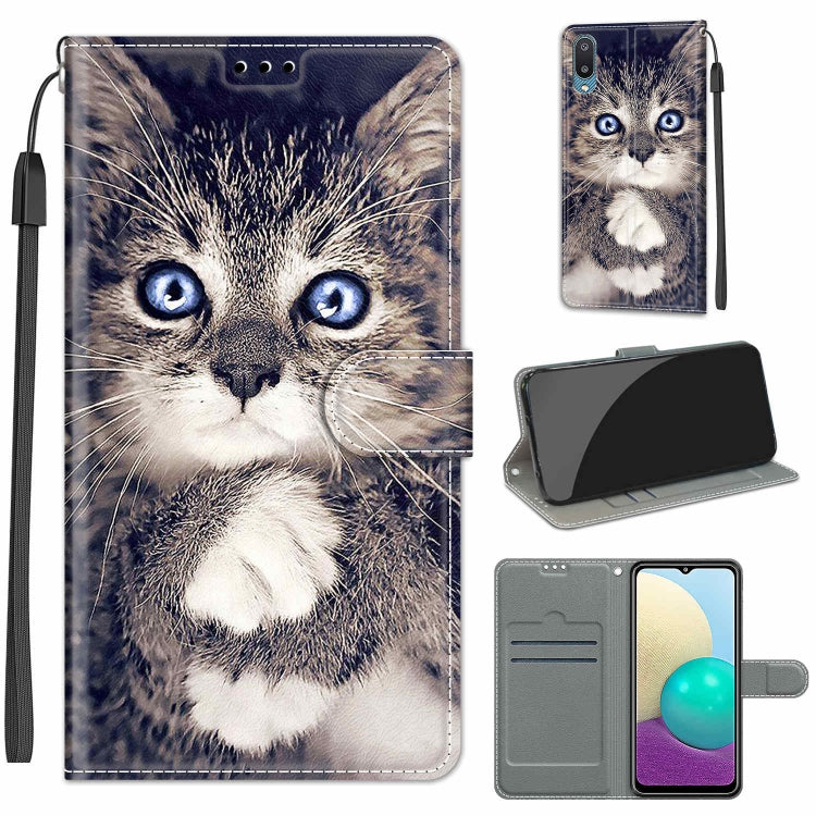 Custodia in pelle PU a vibrazione orizzontale con chiusura magnetica a disegno colorato di tensione con supporto e slot per schede, For Samsung Galaxy A02 / M02