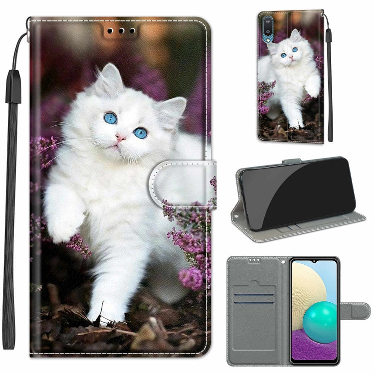 Custodia in pelle PU a vibrazione orizzontale con chiusura magnetica a disegno colorato di tensione con supporto e slot per schede, For Samsung Galaxy A02 / M02
