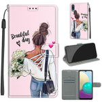 Custodia in pelle PU a vibrazione orizzontale con chiusura magnetica a disegno colorato di tensione con supporto e slot per schede, For Samsung Galaxy A02 / M02