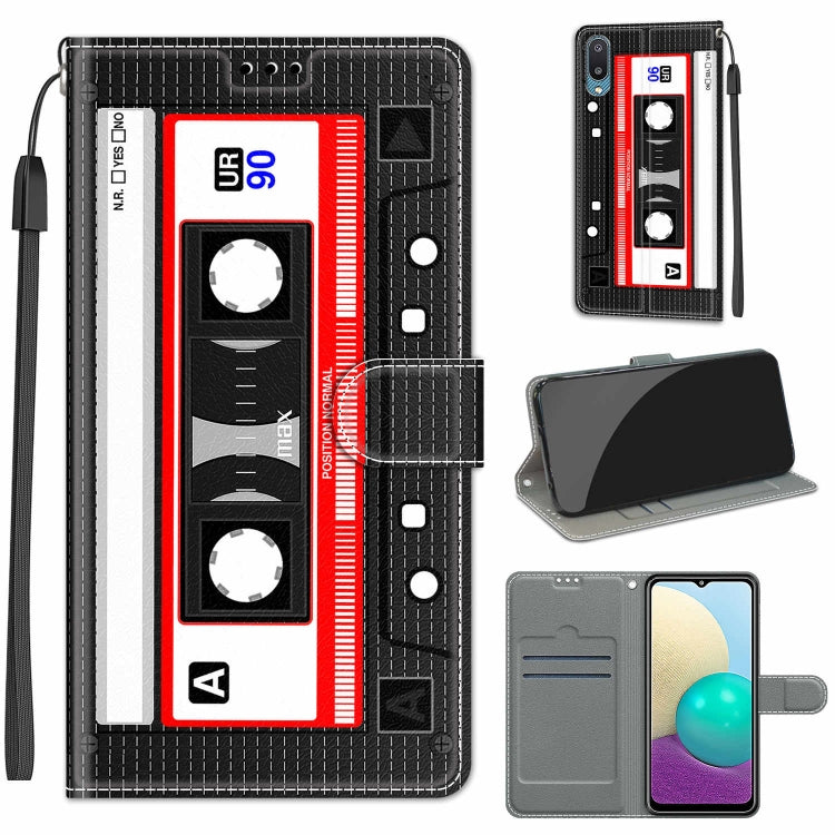 Custodia in pelle PU a vibrazione orizzontale con chiusura magnetica a disegno colorato di tensione con supporto e slot per schede, For Samsung Galaxy A02 / M02