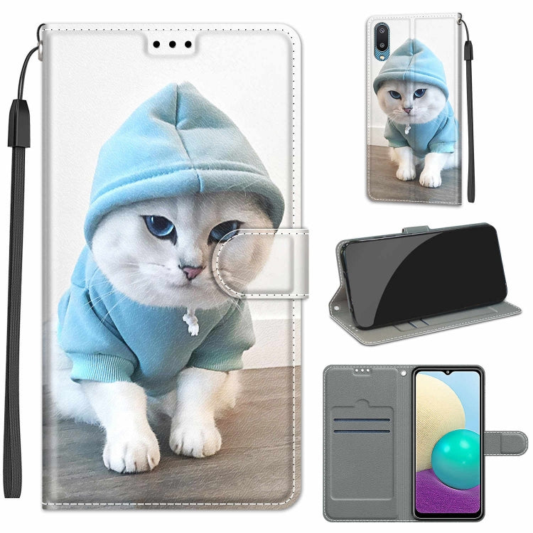Custodia in pelle PU a vibrazione orizzontale con chiusura magnetica a disegno colorato di tensione con supporto e slot per schede, For Samsung Galaxy A02 / M02