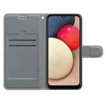 Custodia in pelle PU a vibrazione orizzontale con chiusura magnetica a disegno colorato di tensione con supporto e slot per schede, For Samsung Galaxy A02s / M02s