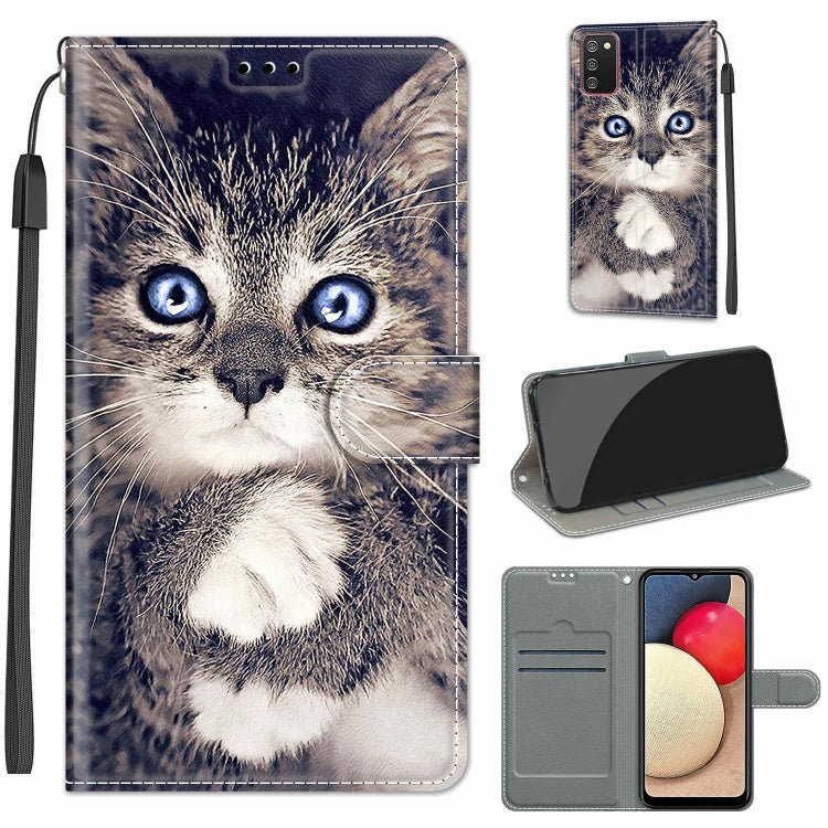 Custodia in pelle PU a vibrazione orizzontale con chiusura magnetica a disegno colorato di tensione con supporto e slot per schede, For Samsung Galaxy A02s / M02s