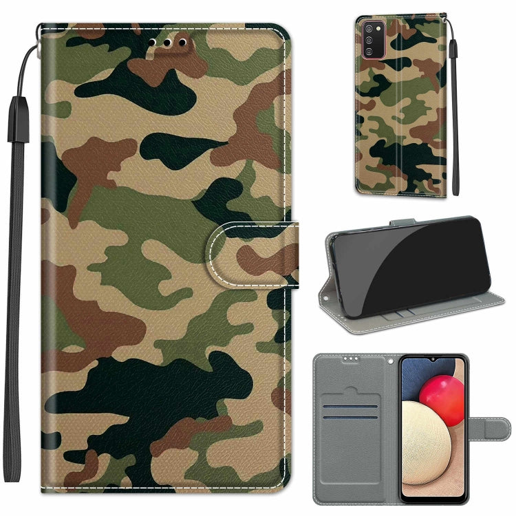 Custodia in pelle PU a vibrazione orizzontale con chiusura magnetica a disegno colorato di tensione con supporto e slot per schede, For Samsung Galaxy A02s / M02s