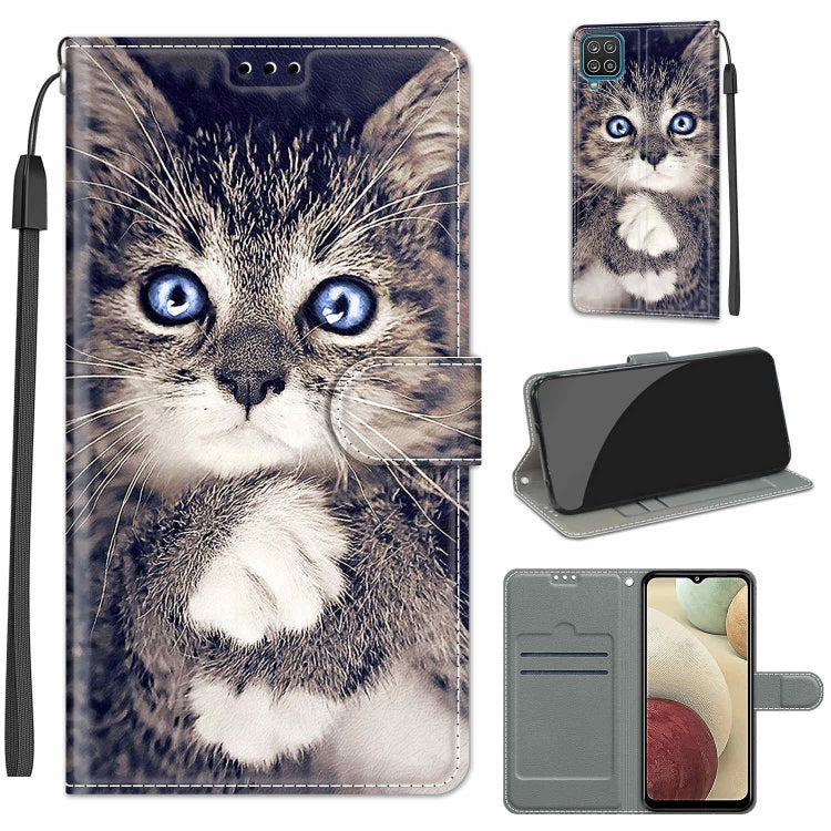 Custodia in pelle PU a vibrazione orizzontale con chiusura magnetica a disegno colorato di tensione con supporto e slot per schede, For Samsung Galaxy A12 / M12
