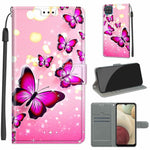 Custodia in pelle PU a vibrazione orizzontale con chiusura magnetica a disegno colorato di tensione con supporto e slot per schede, For Samsung Galaxy A12 / M12