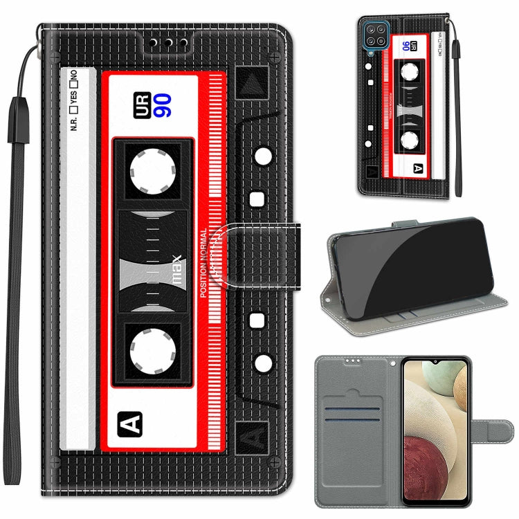 Custodia in pelle PU a vibrazione orizzontale con chiusura magnetica a disegno colorato di tensione con supporto e slot per schede, For Samsung Galaxy A12 / M12
