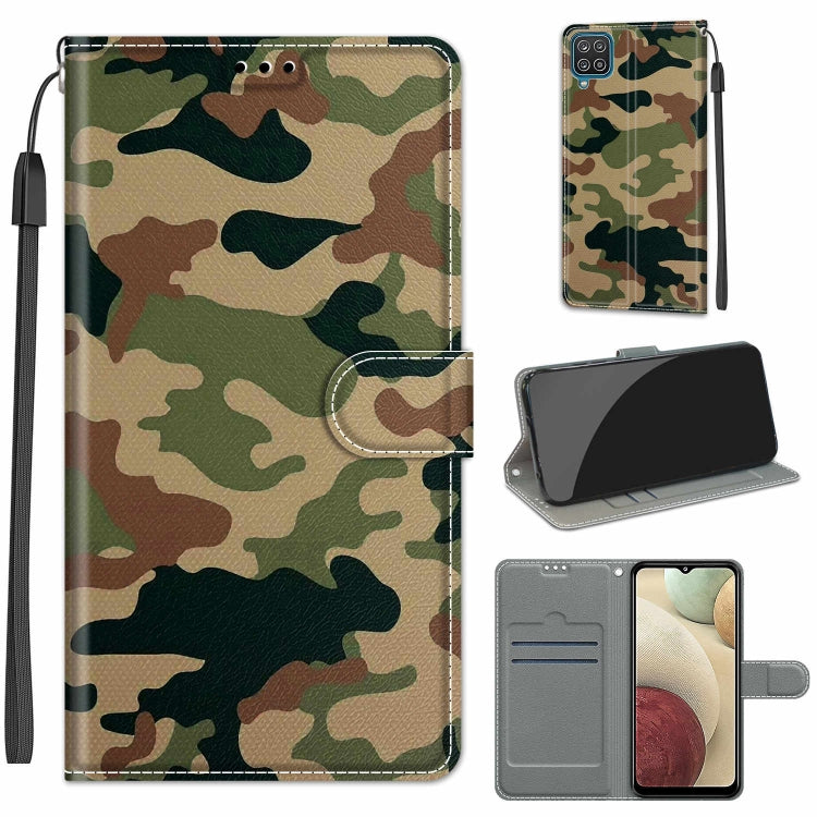 Custodia in pelle PU a vibrazione orizzontale con chiusura magnetica a disegno colorato di tensione con supporto e slot per schede, For Samsung Galaxy A12 / M12