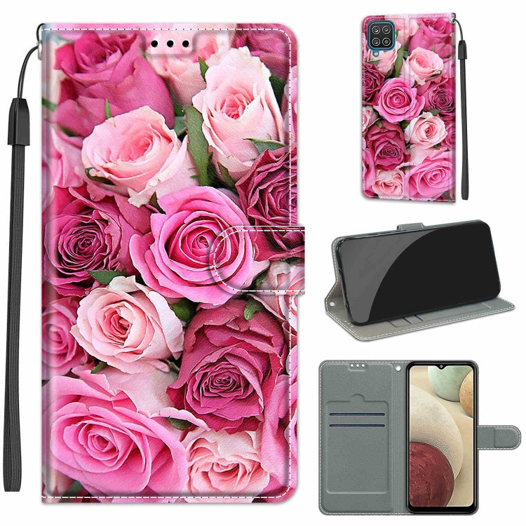 Custodia in pelle PU a vibrazione orizzontale con chiusura magnetica a disegno colorato di tensione con supporto e slot per schede, For Samsung Galaxy A12 / M12
