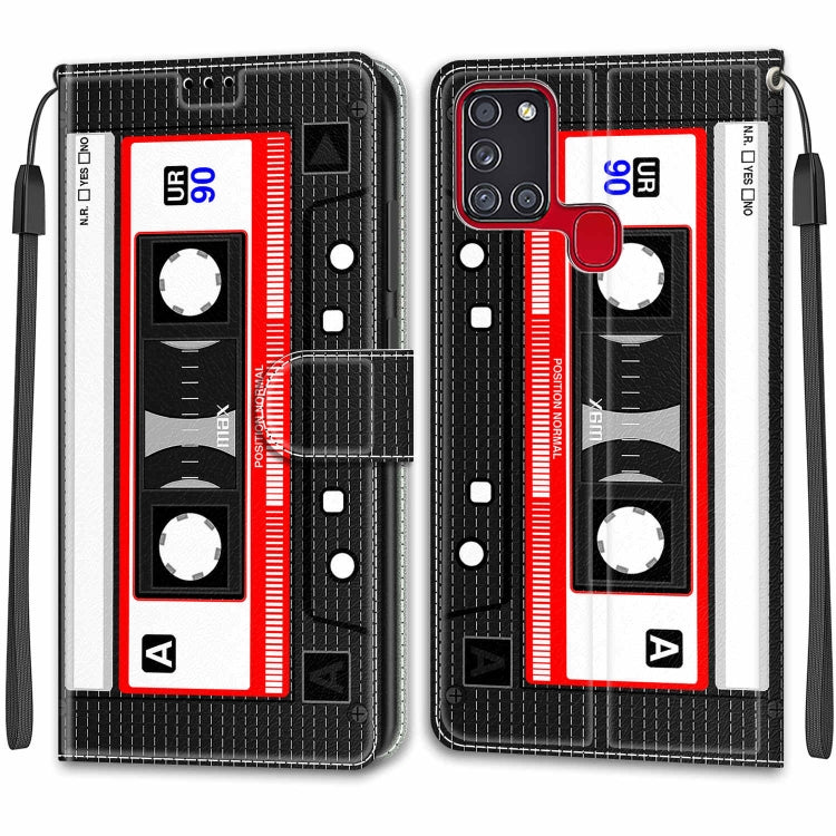 Custodia in pelle PU a vibrazione orizzontale con chiusura magnetica a disegno colorato di tensione con supporto e slot per schede, For Samsung Galaxy A21s