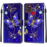 Custodia in pelle PU a vibrazione orizzontale con chiusura magnetica a disegno colorato di tensione con supporto e slot per schede, For Samsung Galaxy A21s