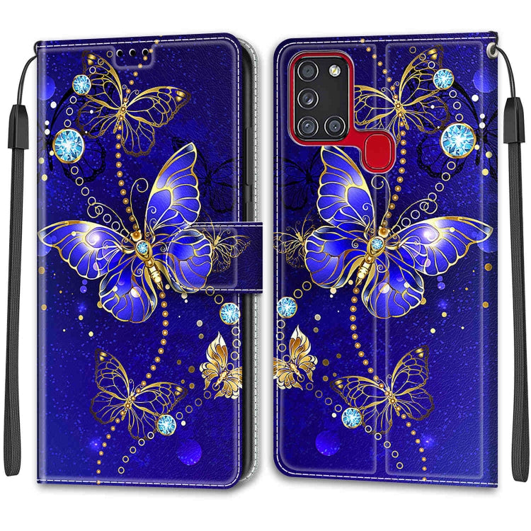 Custodia in pelle PU a vibrazione orizzontale con chiusura magnetica a disegno colorato di tensione con supporto e slot per schede, For Samsung Galaxy A21s