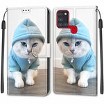 Custodia in pelle PU a vibrazione orizzontale con chiusura magnetica a disegno colorato di tensione con supporto e slot per schede, For Samsung Galaxy A21s