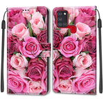Custodia in pelle PU a vibrazione orizzontale con chiusura magnetica a disegno colorato di tensione con supporto e slot per schede, For Samsung Galaxy A21s