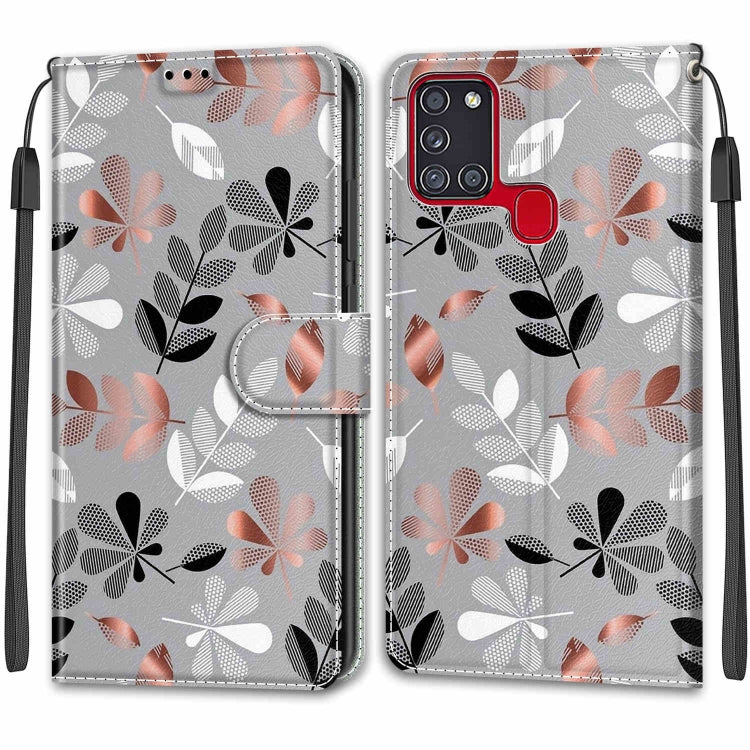 Custodia in pelle PU a vibrazione orizzontale con chiusura magnetica a disegno colorato di tensione con supporto e slot per schede, For Samsung Galaxy A21s