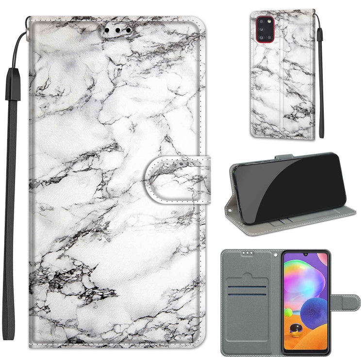 Custodia in pelle PU a vibrazione orizzontale con chiusura magnetica a disegno colorato di tensione con supporto e slot per schede, For Samsung Galaxy A31