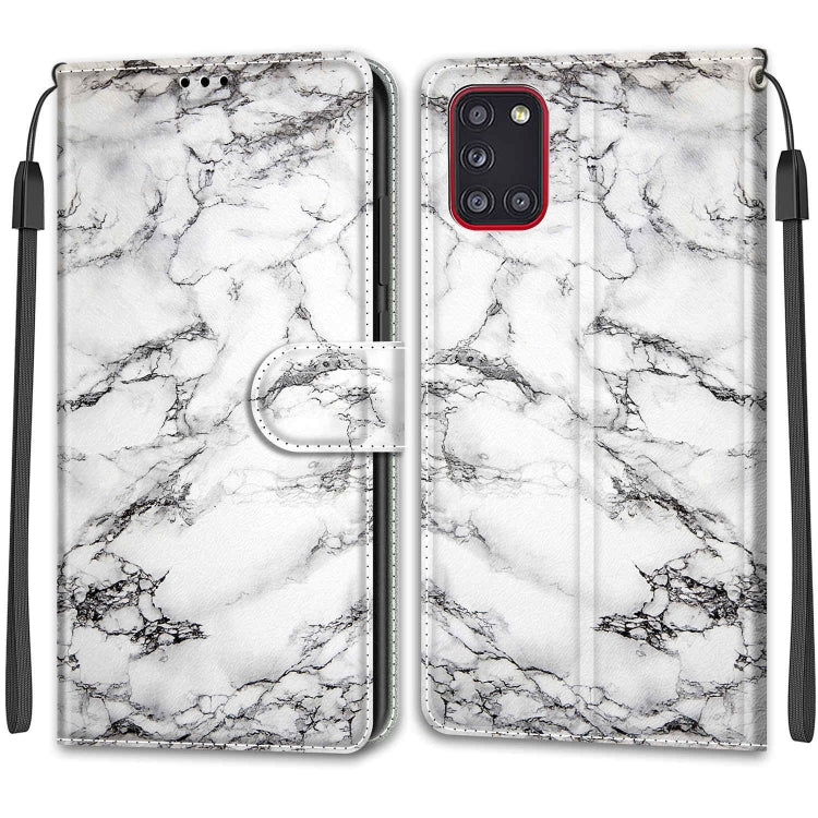 Custodia in pelle PU a vibrazione orizzontale con chiusura magnetica a disegno colorato di tensione con supporto e slot per schede, For Samsung Galaxy A31