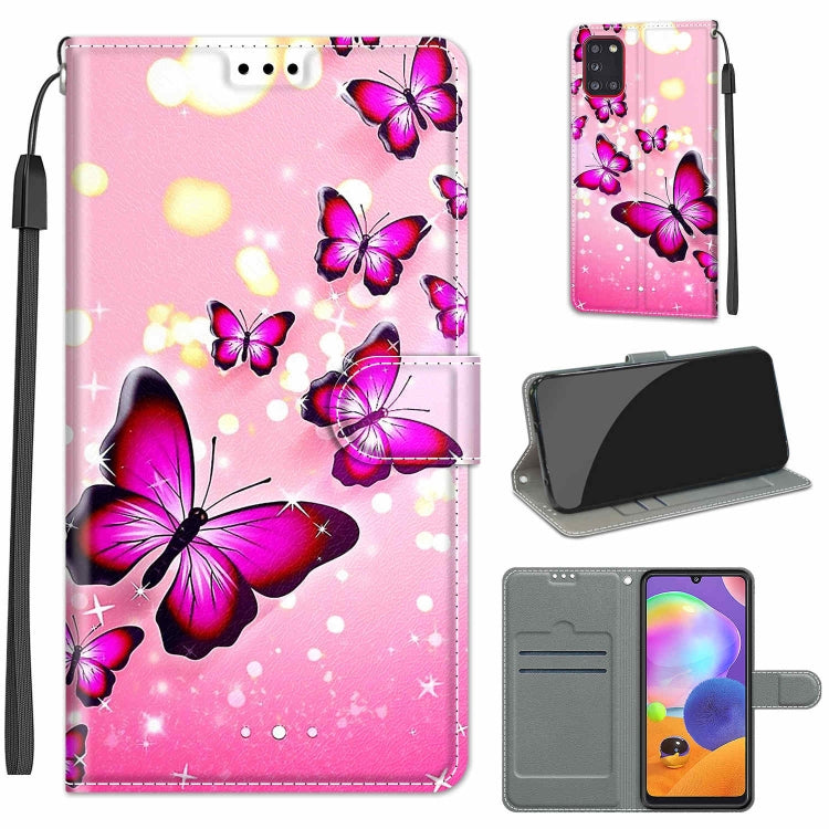 Custodia in pelle PU a vibrazione orizzontale con chiusura magnetica a disegno colorato di tensione con supporto e slot per schede, For Samsung Galaxy A31