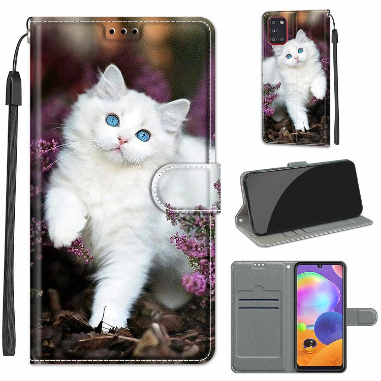 Custodia in pelle PU a vibrazione orizzontale con chiusura magnetica a disegno colorato di tensione con supporto e slot per schede, For Samsung Galaxy A31