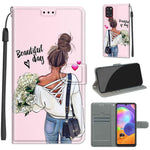 Custodia in pelle PU a vibrazione orizzontale con chiusura magnetica a disegno colorato di tensione con supporto e slot per schede, For Samsung Galaxy A31
