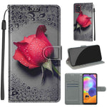 Custodia in pelle PU a vibrazione orizzontale con chiusura magnetica a disegno colorato di tensione con supporto e slot per schede, For Samsung Galaxy A31