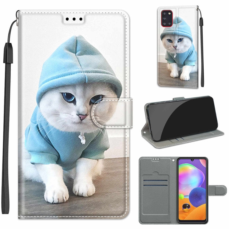Custodia in pelle PU a vibrazione orizzontale con chiusura magnetica a disegno colorato di tensione con supporto e slot per schede, For Samsung Galaxy A31