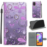 Custodia in pelle PU a vibrazione orizzontale con chiusura magnetica a disegno colorato di tensione con supporto e slot per schede, For Samsung Galaxy A31
