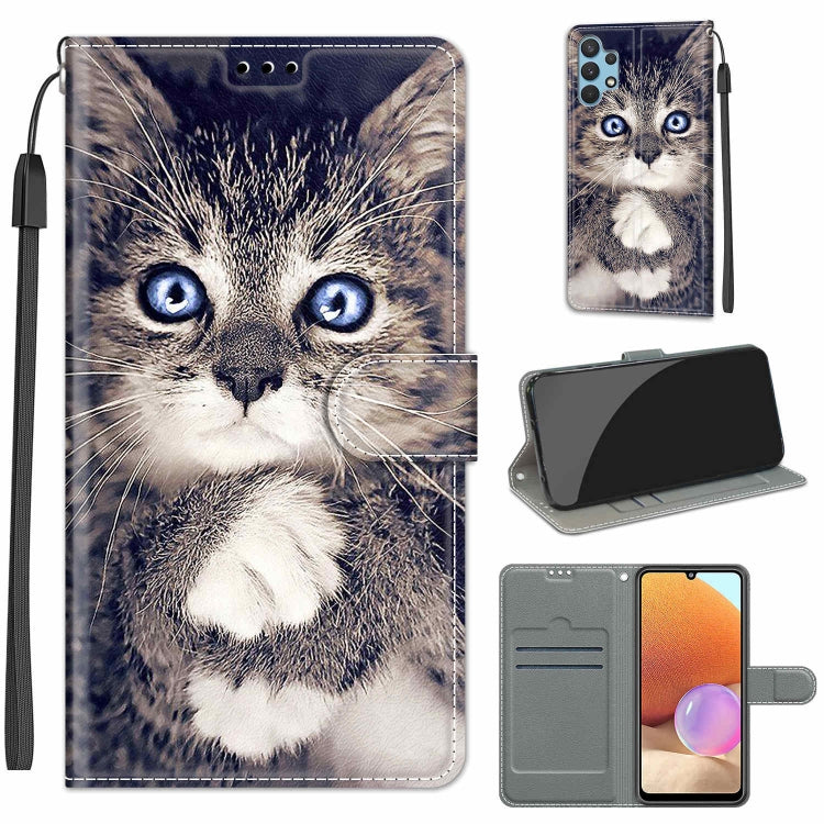 Custodia in pelle PU a vibrazione orizzontale con chiusura magnetica a disegno colorato di tensione con supporto e slot per schede, For Samsung Galaxy A32 4G