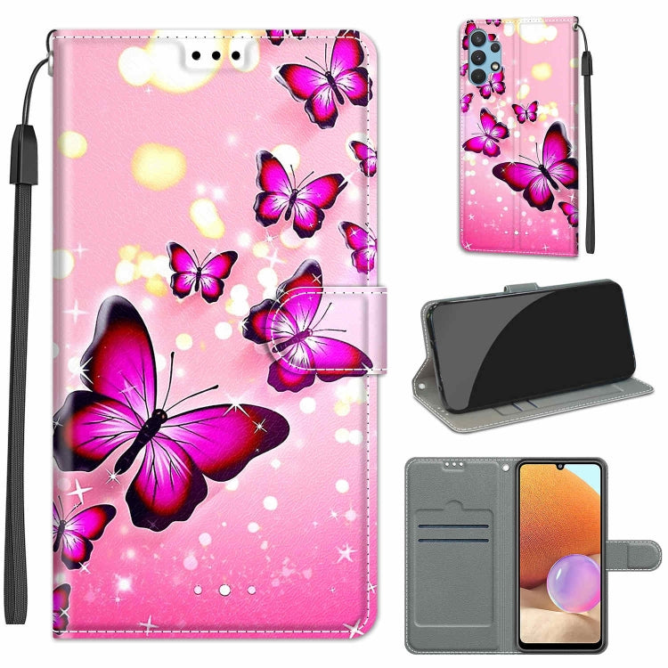 Custodia in pelle PU a vibrazione orizzontale con chiusura magnetica a disegno colorato di tensione con supporto e slot per schede, For Samsung Galaxy A32 4G