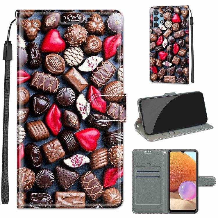 Custodia in pelle PU a vibrazione orizzontale con chiusura magnetica a disegno colorato di tensione con supporto e slot per schede, For Samsung Galaxy A32 4G