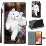 Custodia in pelle PU a vibrazione orizzontale con chiusura magnetica a disegno colorato di tensione con supporto e slot per schede, For Samsung Galaxy A32 4G