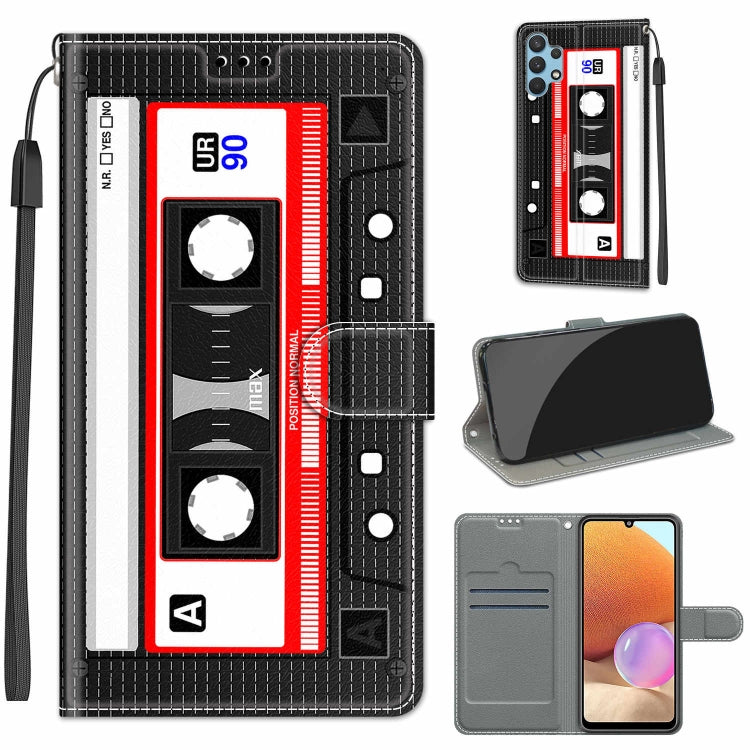 Custodia in pelle PU a vibrazione orizzontale con chiusura magnetica a disegno colorato di tensione con supporto e slot per schede, For Samsung Galaxy A32 4G