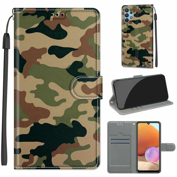 Custodia in pelle PU a vibrazione orizzontale con chiusura magnetica a disegno colorato di tensione con supporto e slot per schede, For Samsung Galaxy A32 4G