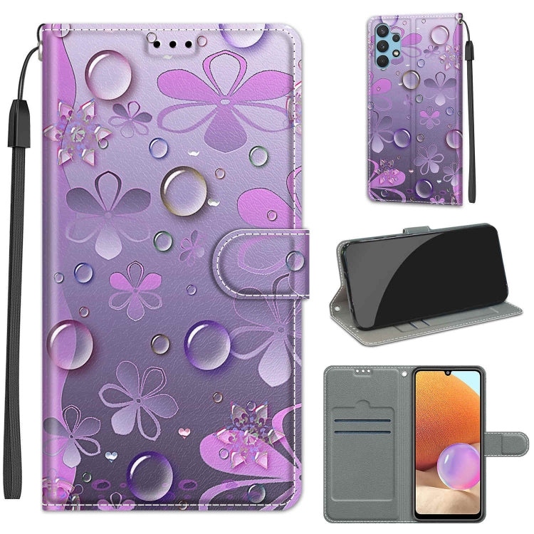 Custodia in pelle PU a vibrazione orizzontale con chiusura magnetica a disegno colorato di tensione con supporto e slot per schede, For Samsung Galaxy A32 4G