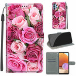 Custodia in pelle PU a vibrazione orizzontale con chiusura magnetica a disegno colorato di tensione con supporto e slot per schede, For Samsung Galaxy A32 4G
