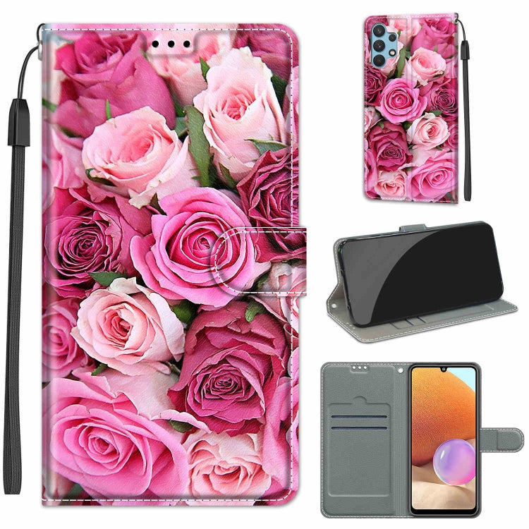 Custodia in pelle PU a vibrazione orizzontale con chiusura magnetica a disegno colorato di tensione con supporto e slot per schede, For Samsung Galaxy A32 4G
