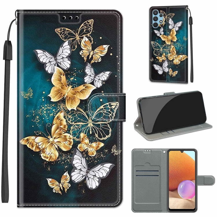 Custodia in pelle PU a vibrazione orizzontale con chiusura magnetica a disegno colorato di tensione con supporto e slot per schede, For Samsung Galaxy A32 4G