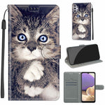 Custodia in pelle PU a vibrazione orizzontale con chiusura magnetica a disegno colorato di tensione con supporto e slot per schede, For Samsung Galaxy A32 5G
