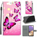 Custodia in pelle PU a vibrazione orizzontale con chiusura magnetica a disegno colorato di tensione con supporto e slot per schede, For Samsung Galaxy A32 5G
