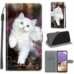 Custodia in pelle PU a vibrazione orizzontale con chiusura magnetica a disegno colorato di tensione con supporto e slot per schede, For Samsung Galaxy A32 5G